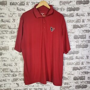 Houston Texans Polo Shirt Mens XL  Red Short Sleeve Golf NFL Embroidered Antigua